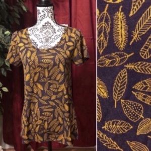 LuLaRoe - NWT XS Classic Tee - Navy Blue Feathers